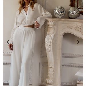 12th Tribe - White Pleated Pants and Top Set